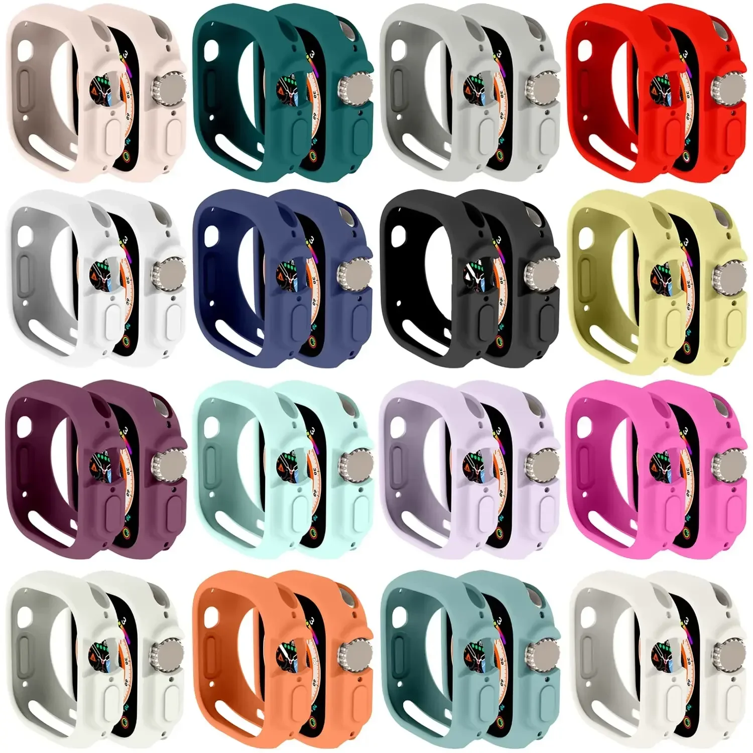 Hoesje voor apple watch ultra 2 met 49mm bandjes, rondom schokbestendig, tpu-beschermend, zacht siliconen bandje, bumper, krasbestendig.