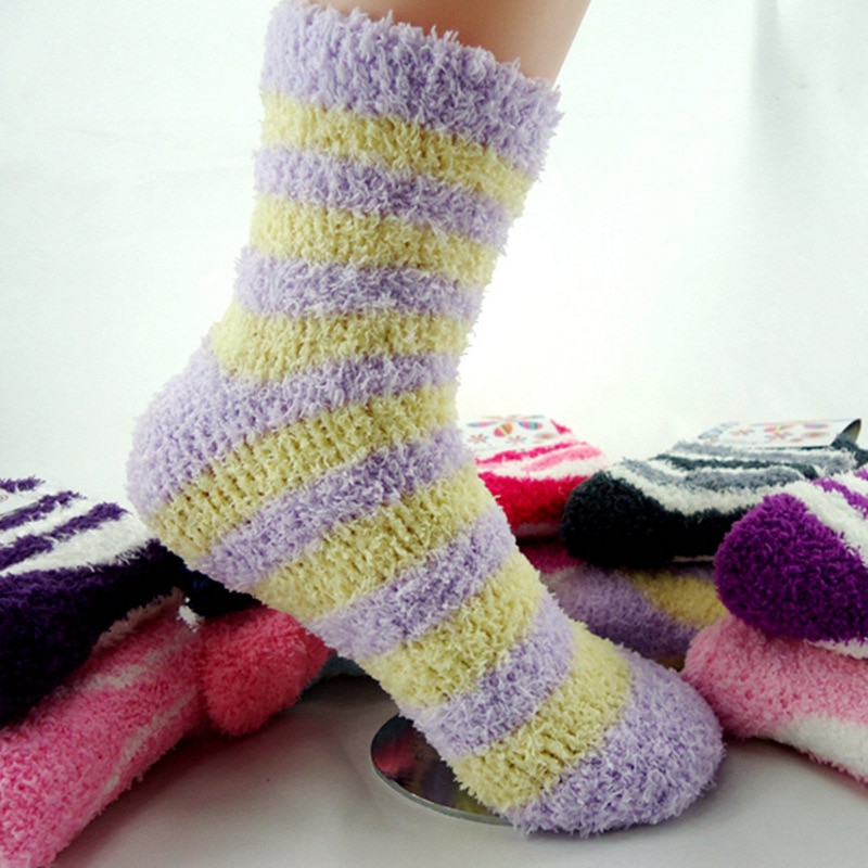 5pairs/lot Winter To Keep Warm Coral Fleece Able Sweet Candy Colors Baby Socks Boy /girls Socks