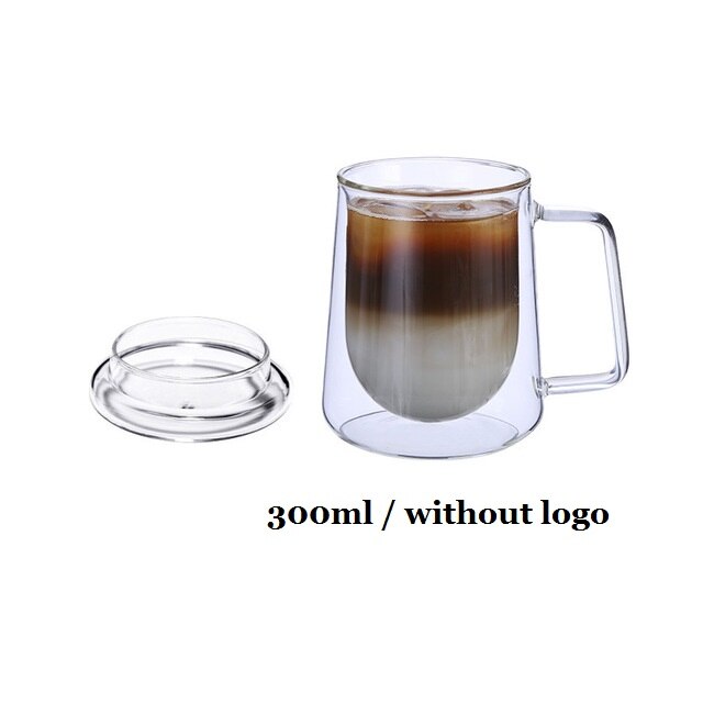 Taza de café de vidrio transparente de doble fondo, vaso de vidrio resistente al calor para leche y té: N