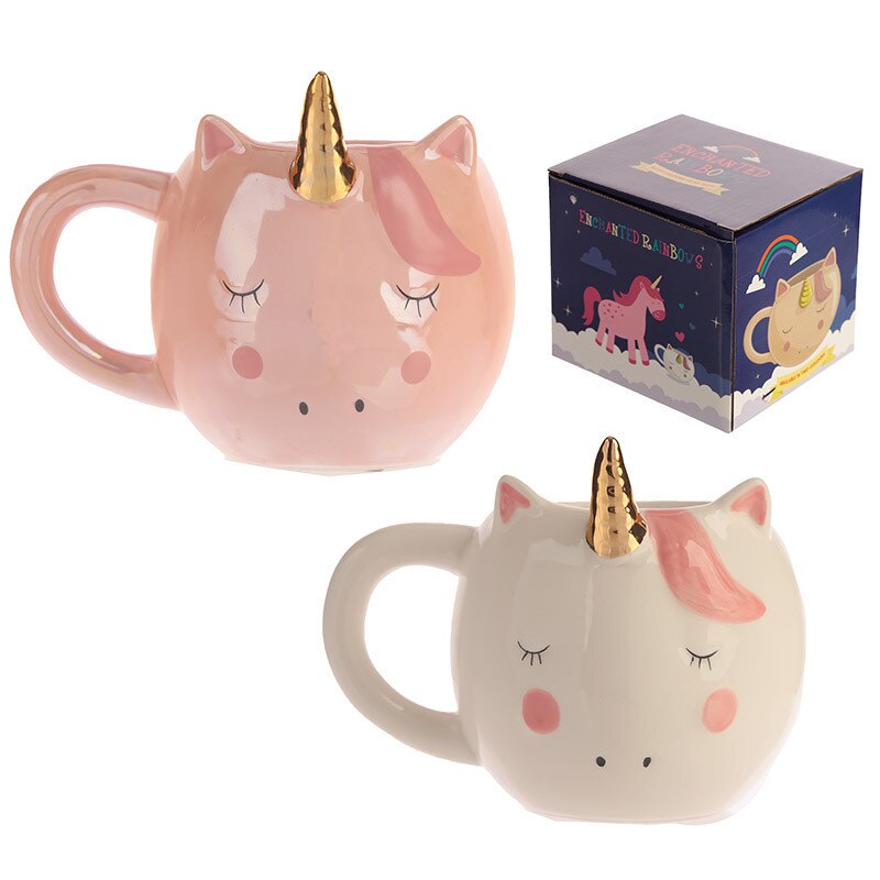 300ML Nette Einhorn Kaffee Tasse Karikatur Ebene Milch Becher Kreative Keramik Tasse Frau Einhorn Becher Einzigen schicht rosa mit griff