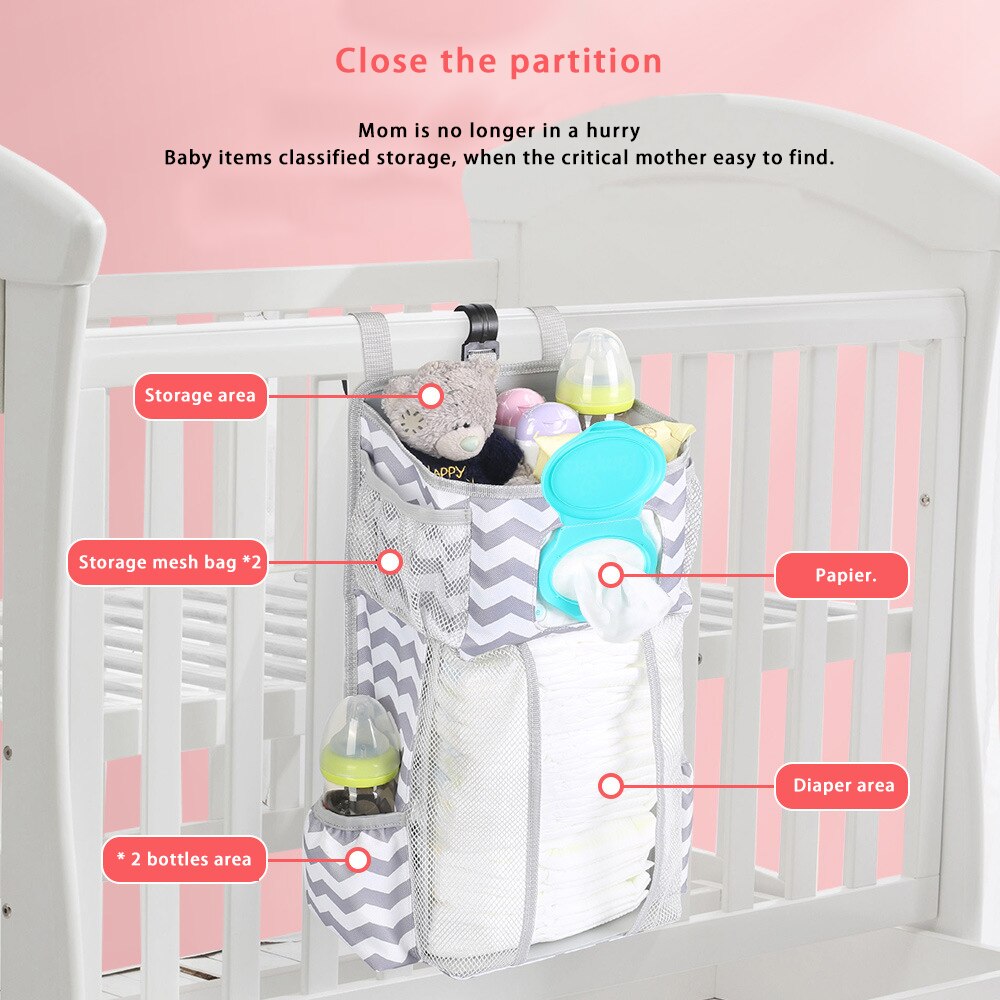 Windel Organizer Windel Bettwäsche-setzt Krippe Hängen Wesentliche freundlicher Lagerung Tasche Baby Kinderbett Organizer Tasche Baby freundlicher Krippe Bettwäsche einstellen