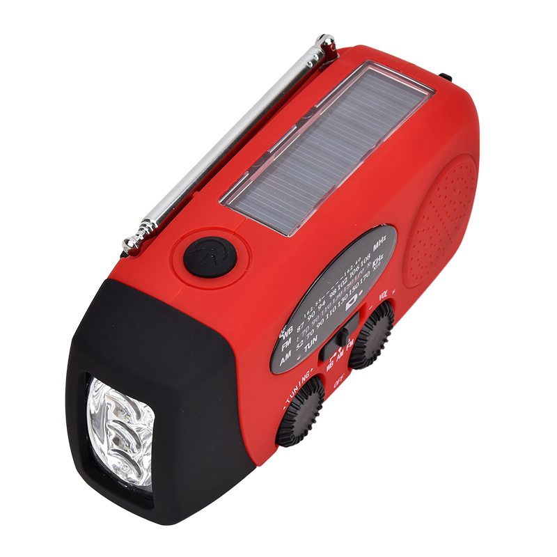 Emergency Solar Hand Crank Solar Radio with LED Flashlight for camp, AM/FM Portable Radio 2000mAh power bank Charging light