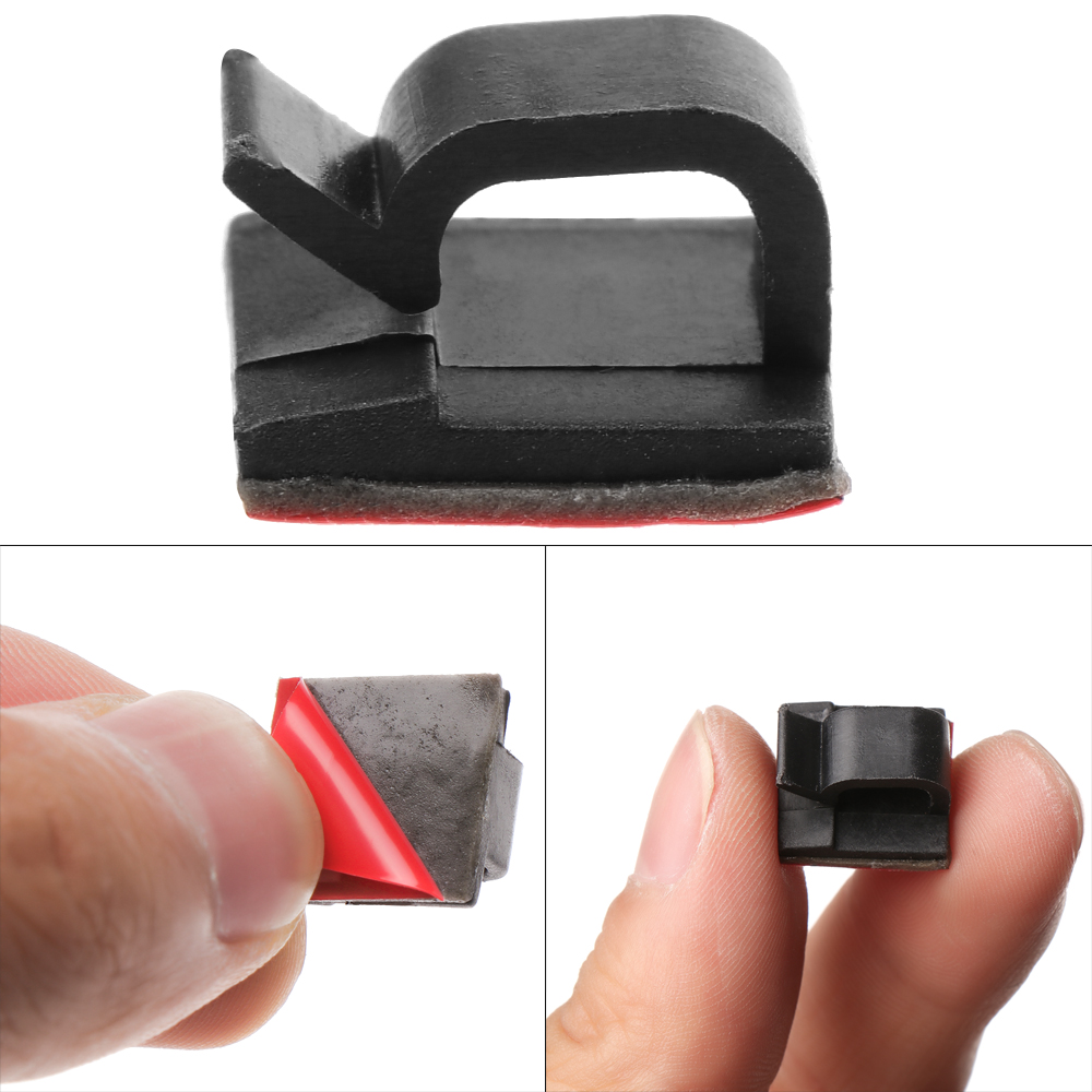 50 stk plastik selvklæbende opladerledning køreoptager kabelholder fikseringsklemme spænde line ledningshåndtering organizer bil gps klemme
