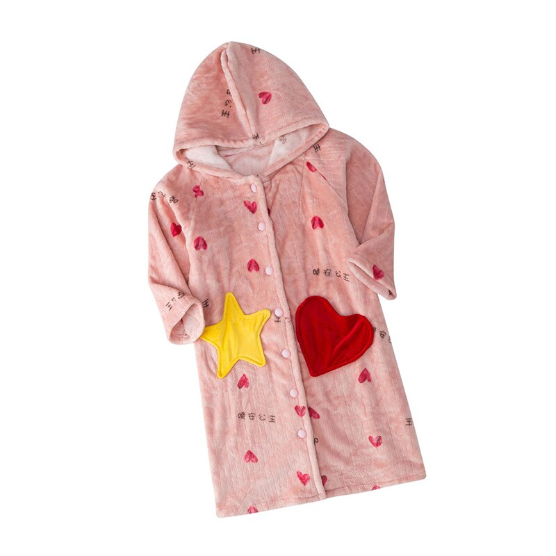 Bathrobe Shower Girls Teenage Long Sleeve Hooded Contrast Patch Pocket Shower Robes Strong Water Absorption Keep Dry Comfort