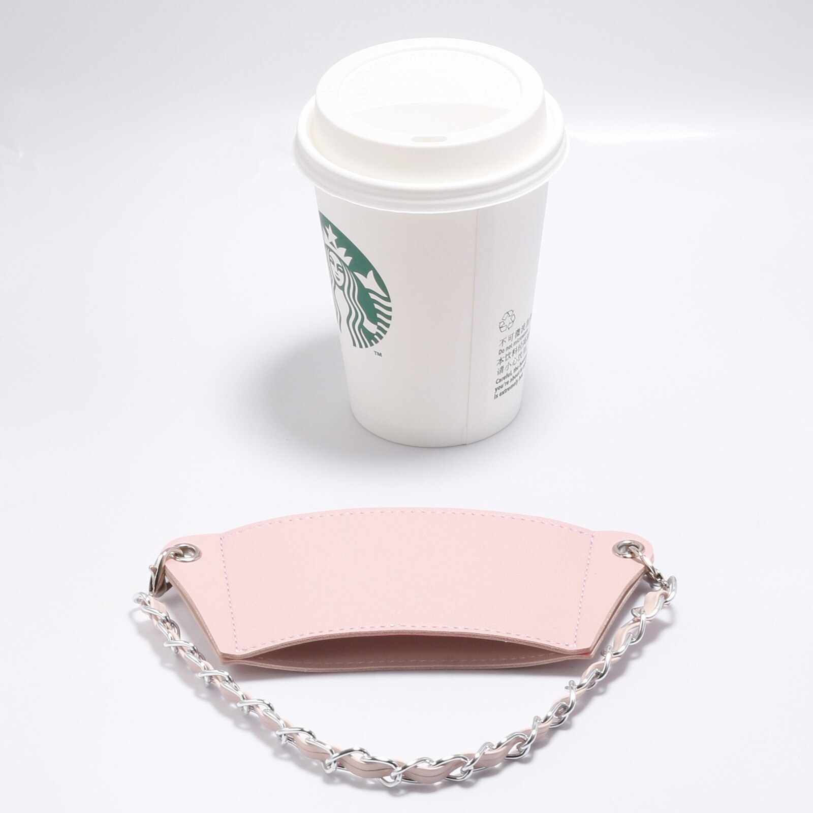 Manchon de tasse Portable pour boissons chaudes, réutilisable avec chaîne, manchon de boisson chaude isolé, en cuir, porte-gobelet