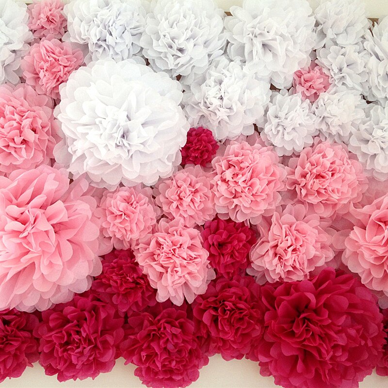 10cm 4inch Tissue Paper Flower Balls for Wedding Baby Shower Birthday Party Decoration Home Garden Decor Paper Pom Poms Pompoms