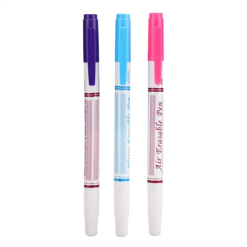 3pcs/lot Blue Purple Pink Air / Water Erasable Pen Fabric Marker Auto-Vanishing Pen AA7222