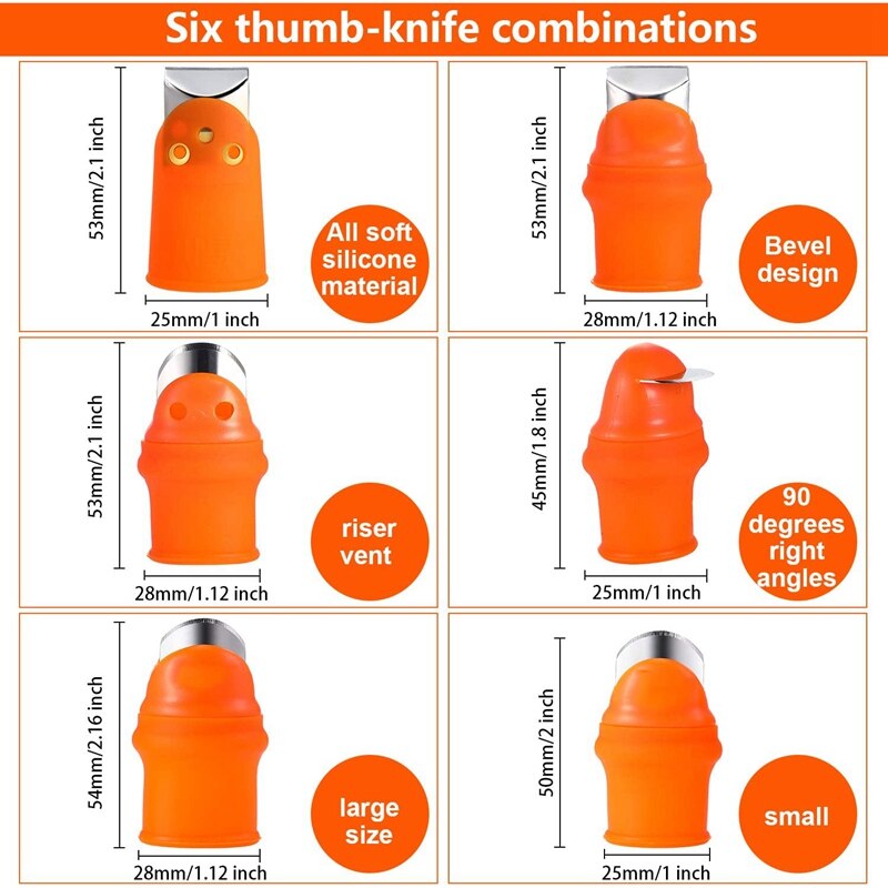 6 setzt Silikon Daumen Messer, Daumen Cutter mit Finger Protektoren Fingerlinge, für Ernte Gemüse, Frucht &Ampere;