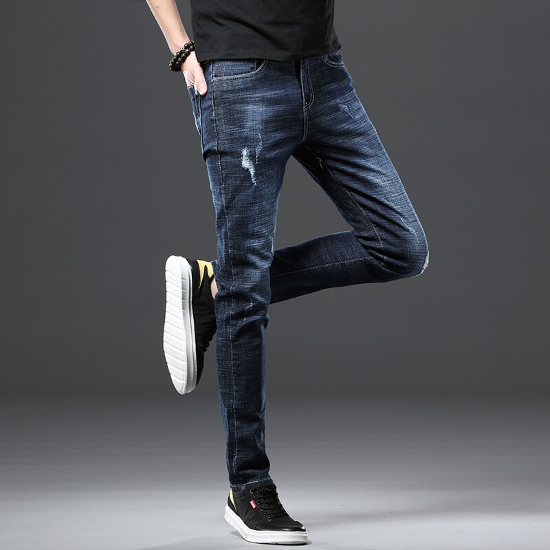 Jantour Brand Elastic Cotton Men's Jeans Men's Korean Style Shoes mens ripped jeans man jeans male