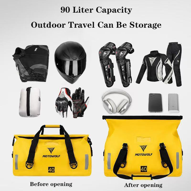 90L Universal Motorcycle Bags Waterproof Bag Motorbike Dry Duffel Bag for Travel,Motorcycling, Cycling,Hiking,Camping