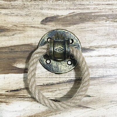 Vintage Amerikaanse Ring Lade Knoppen Hennep Touw Brons Closet Handle Kabinet Trekt Meubelen Hardware: Gold bronze