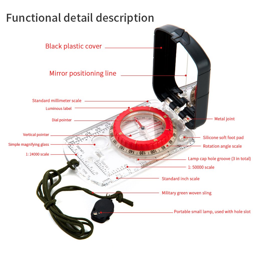 Outdoor Camping Compass Geologic Fluorescent Kompa... – Grandado