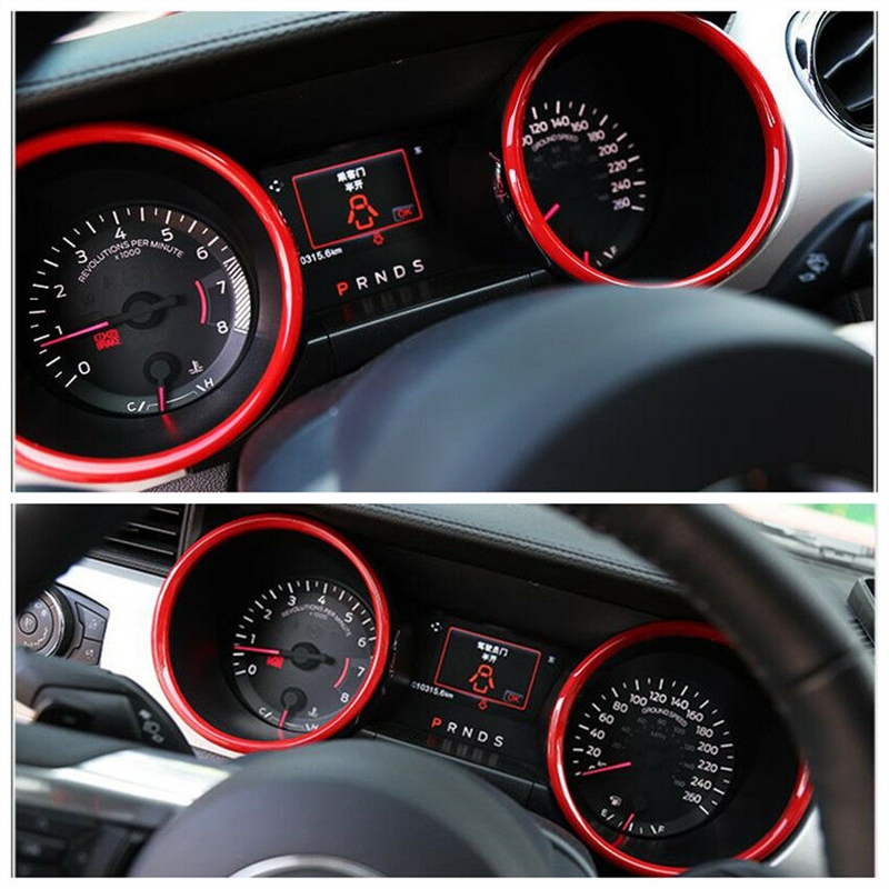 ABS Red Interior Dashboard Ring Cover Trim Decoration for Ford Mustang +