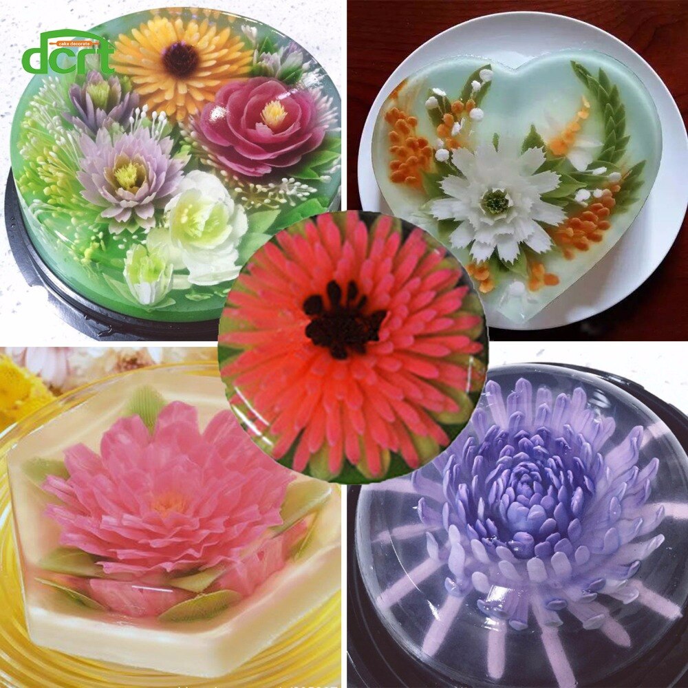 11Pcs/Set 3D Jelly Flower Shape Art Tools Tulip Nozzles Gelatin Art Tool Jello Nozzles Pastry Tips Cake Baking Tools