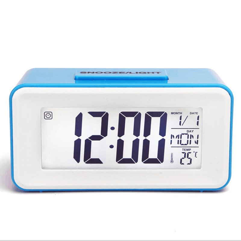 Simple Electronic Table Clock Desktop 12/24 H Sound Control Backlight Snooze Desk Digital Clocks 8 Alarm Watch Student Bedside: KYR1166-Blue