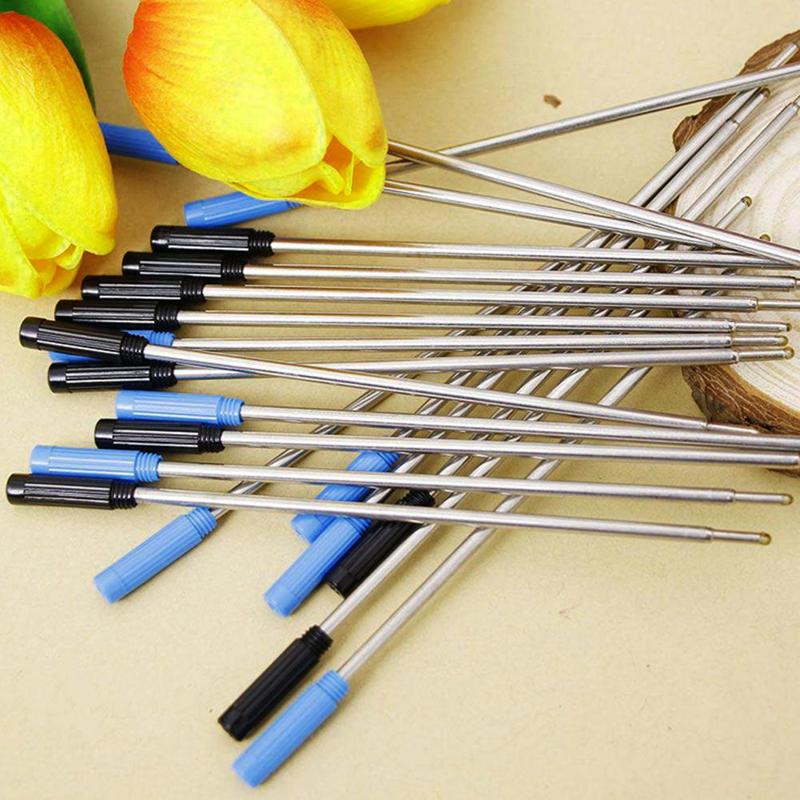 Kuglepen metalpen refill 1.0mm længde 11.6cm stål rustfri refill kort erstatning pen refill sort og blå  q2 u 5