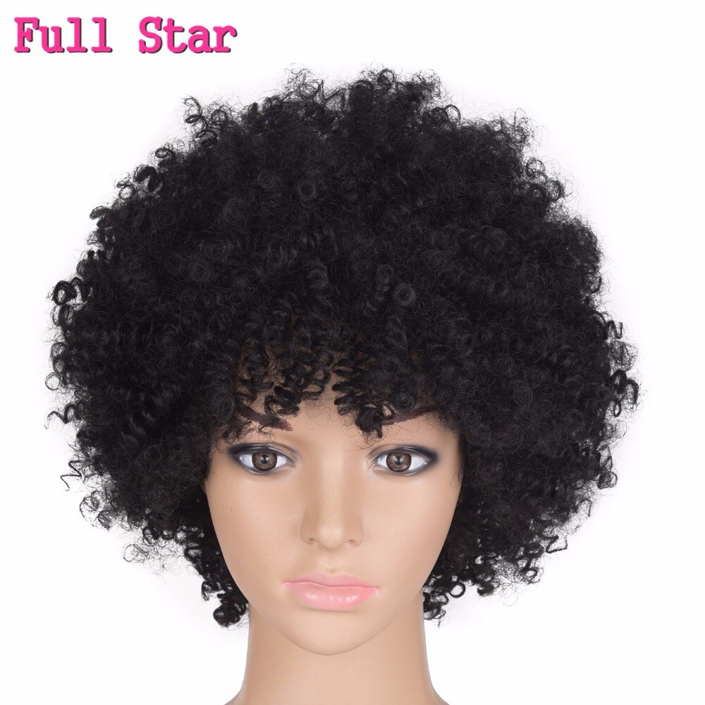 8 &quot;120G Afro Kinky Krullend Pruiken Synthetisch Haar Korte Natuurlijke Zwarte Ombre Bruine Kleur Pruik Volledige Ster Haar voor Zwarte Vrouwen Pruik