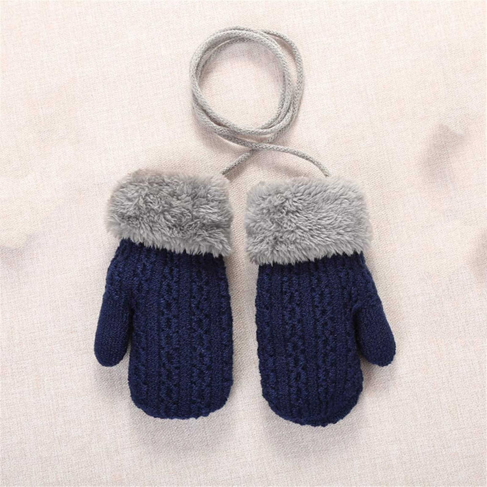 1 Pairs Dubbele Laag Handschoenen Dubbele Laag Zachte En Comfortabele Baby Handschoenen 1-4 Jaar Oude Winter Handschoenen Guantes kids Meubi: Navy