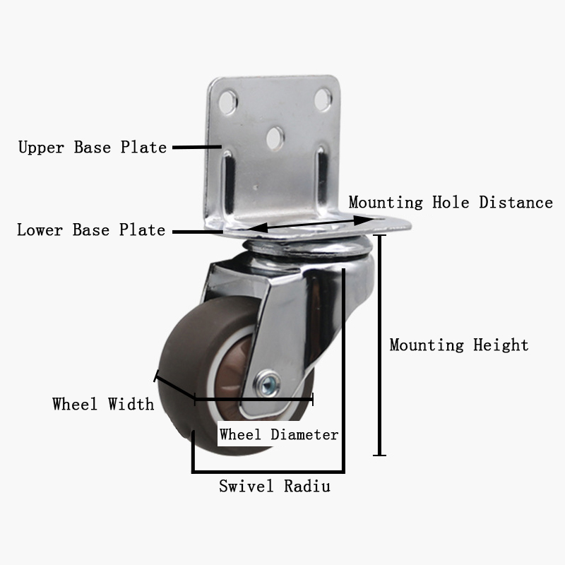 4pcs Universal Swivel Casters Heavy Duty Furniture Wheel Castor Silent Trolley Wheels for Table Chair Sofa with Safety Brake