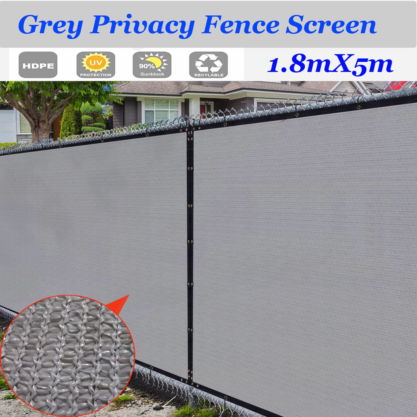 Privacy Screen Fence Heavy Duty Fencing Mesh Shade Net Cover for Wall Garden Yard Backyard Pool-Grey