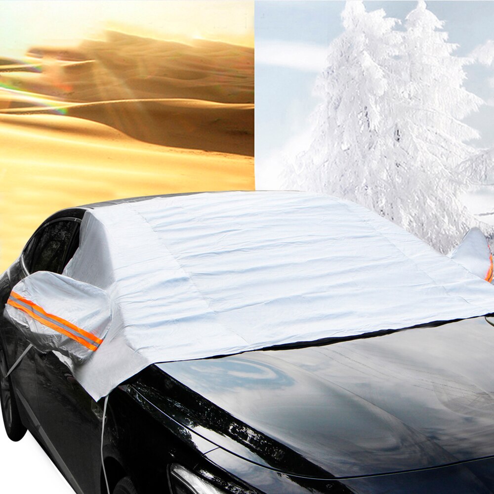 Universele Auto Half Covers Zonnescherm Styling Folie Waterdicht Thicken Car Sneeuw Shield Uv Sneeuw Bescherming Covers Voor Auto 'S
