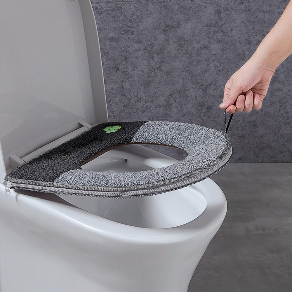 Neue Reißverschluss gepolstert Wc Sitzkissen Schlecht Warme Weiche Wc Abdeckung Sitz Deckel Pad schließt Schutz Badezimmer Zubehör einstellen