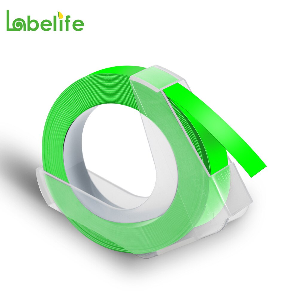 5Pack 9mm 3D Präge PVC Label Bänder Kompatibel für Dymo Label Maker 1880 12965 Manuelle Label Makers für motex E101 DYMO 1610: 5PK Fluorescent GN