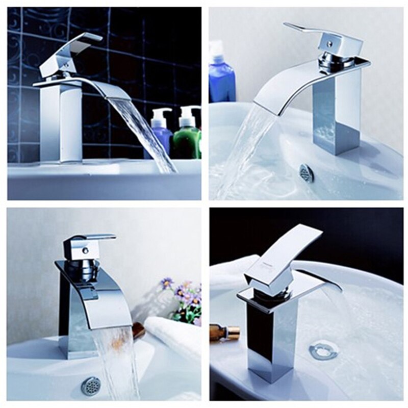 Silver Faucet Stainless Steel Paint Faucet Bathroom Basin Faucets Cold Mixer Tap Single Hole Waterfall