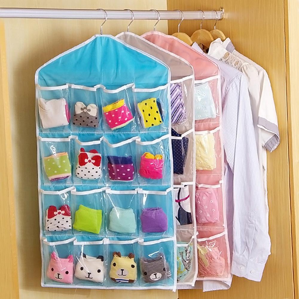 16 Cellen Kast Opknoping Zak Sokken Ondergoed Rek Hanger Opslag Closet Organizer Clear Zichtbaar Praktische Kleding Organizer