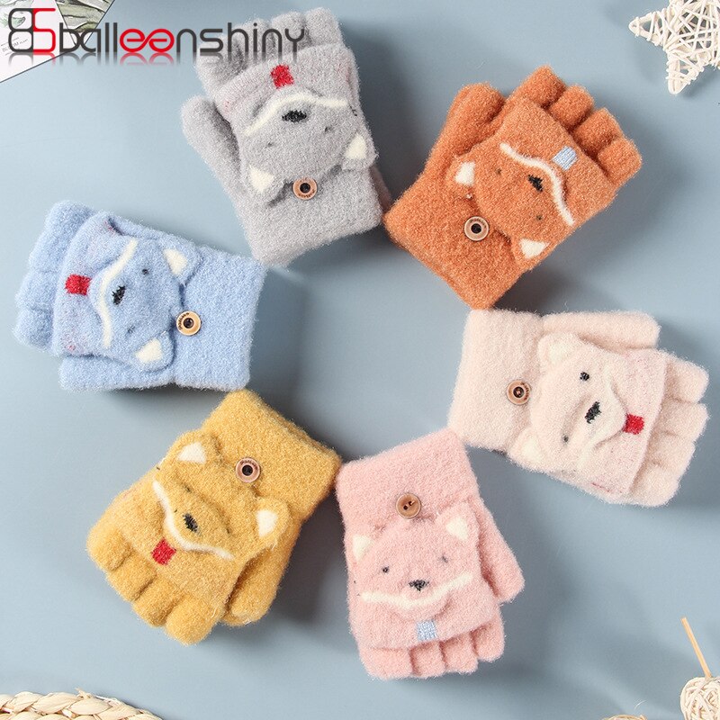 Gants chauds d'hiver pour les enfants âgés de 3-6 6 couleurs gants tricotés par doigt qui fuient épaissi enfants gants chauds de sports de plein air mitaines