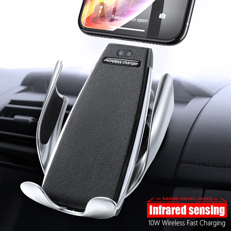 Car Qi Wireless Charger Stand Holder for Samsung S10 S9 iPhone 11 Pro Xs Max 8 Plus 10W Car Mount Wireless Fast Charging Adapter