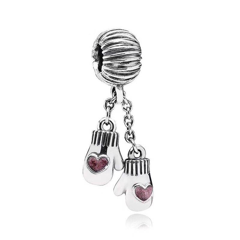 2019 NUOVO 100% 925 Sterling Silver Spring Perle di Vetro Fantasma Elephant Stampe della Zampa Cucciolo ROSSO di Fascino Del Fiore Dei Bambini Dei Monili Delle Donne regalo: 5