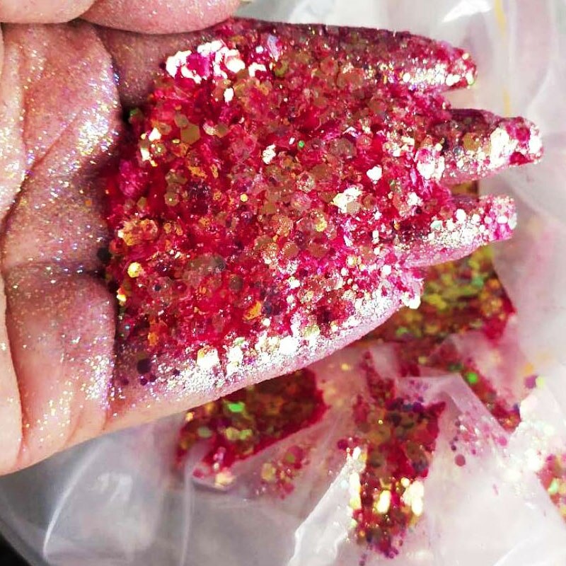 1.76 oz påsar chunky till fin / lös glitter orange / guld glitter mix "pumpa spice", nail art glitter, löst glitter,