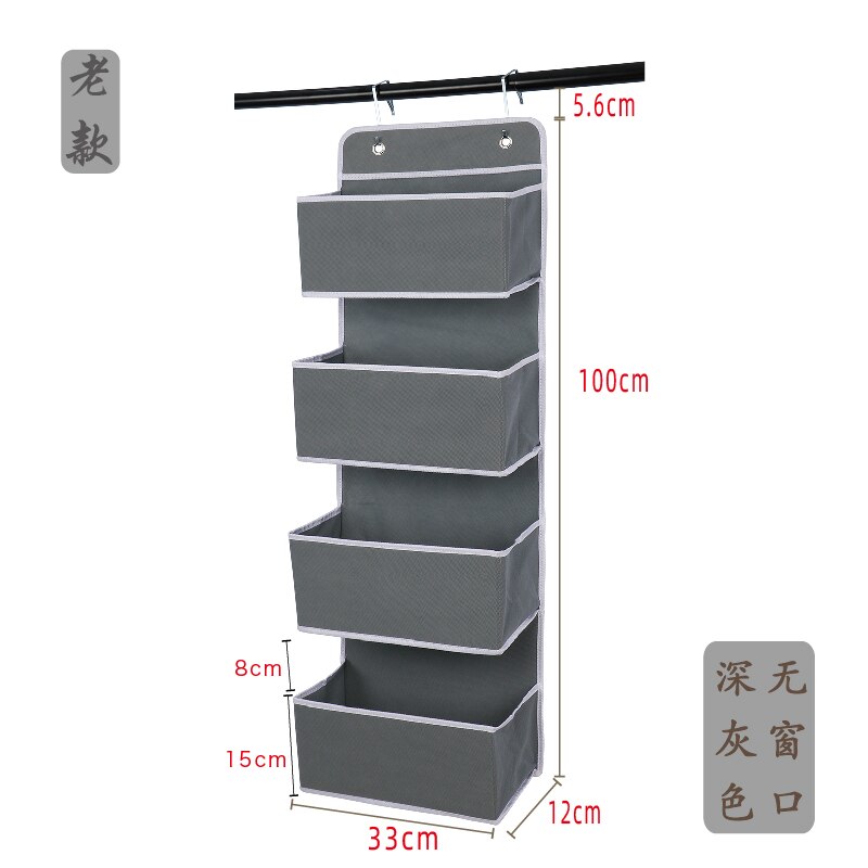 Artículos para el hogar simples, organizador de 4 bolsillos para colgar en la pared, armario, bolsa de almacenamiento sobre la puerta, organizador de juguetes, bolsa, colgador: gray100x33x12cm