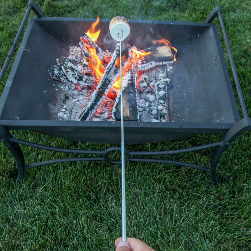 8pcs BBQ Barbecue Skewers Stick Stainless Steel 31-83cm Folding Telescoping Roasting Fork Stick Outdoor BBQ Grilling Accessories