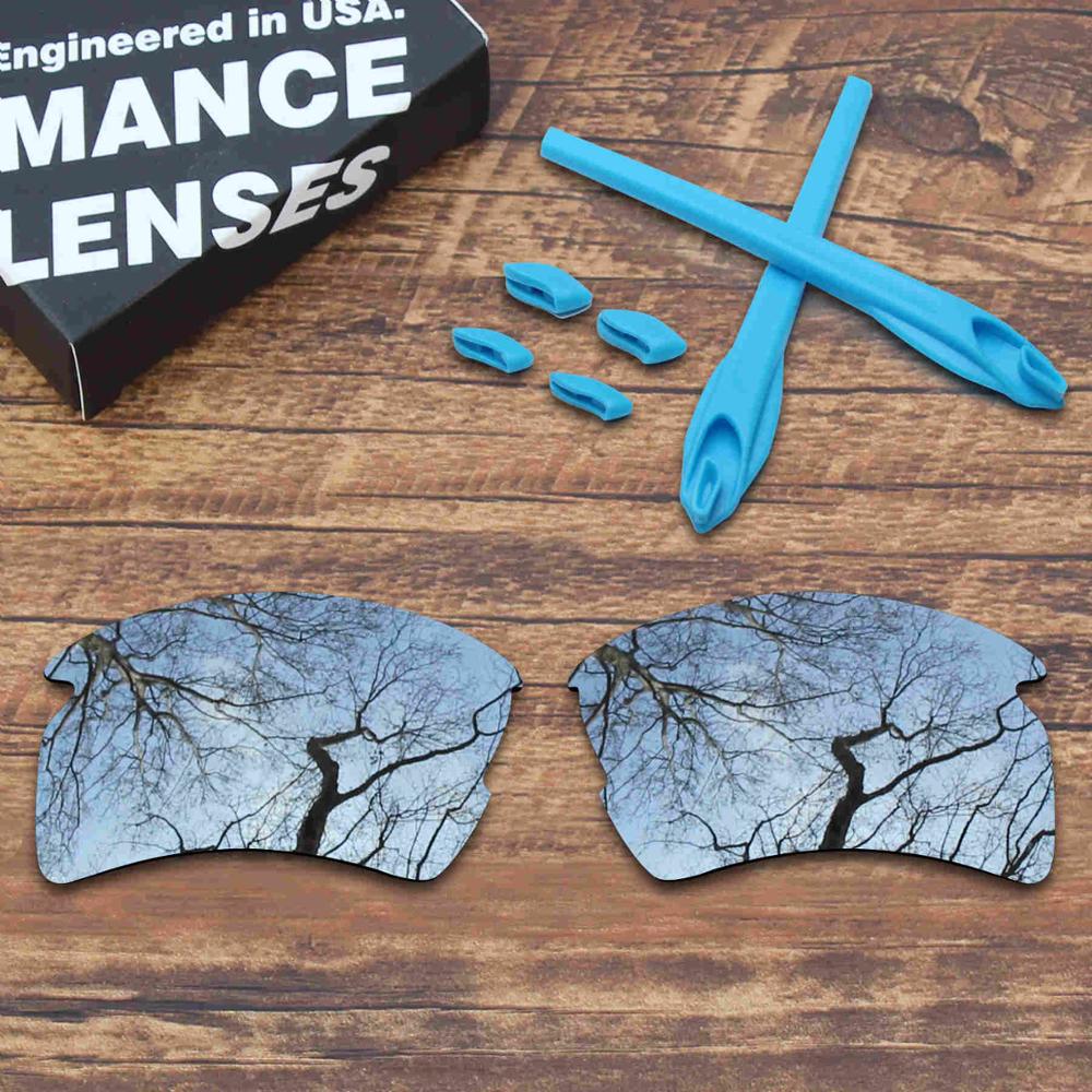 ToughAsNails Polarized Replacement Lenses & Sky Blue Rubber Kit for Oakley Flak 2.0 XL Sunglasses: Silver and Sky Blue