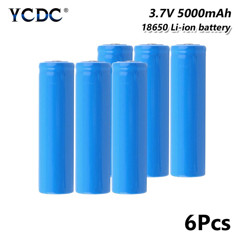 1/2/4/6 Pieces 5000mAh 18650 Battery 3.7V Rechargeable Cell Li-ion Lithium Batteries For Headlamp Torch Flashlight Power Bank: 6 pieces