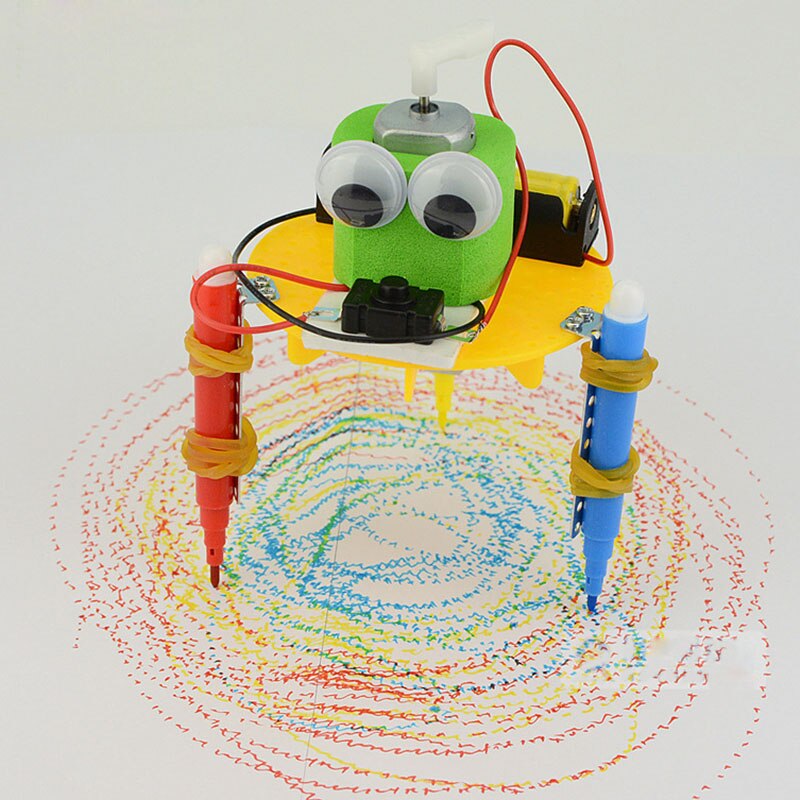 Gizmo científico DIY para niños, Robot de Graffiti, rompecabezas ensamblado hecho a mano, juguete Simple, materiales didácticos de física, 1 pieza