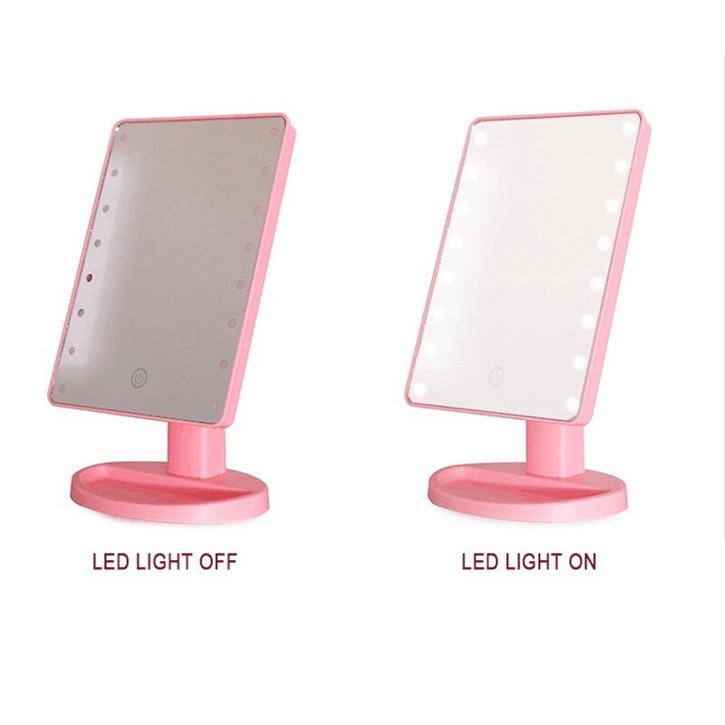 360 Degrees Rotation Makeup Mirror Adjustab LED Touch Screen 10X Table Desktop Makeup led mirror Batteries Use 22 Lights Vanity