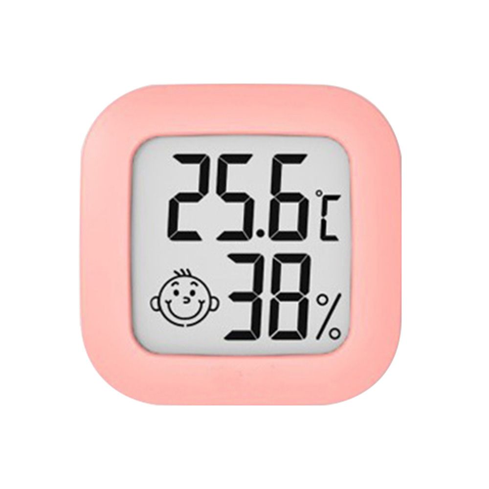 Mini Digital Thermometer Cute Smiley Hygrometer LED Temperature Humidity Meter Indoor Weather Measurement Device for Home: pink
