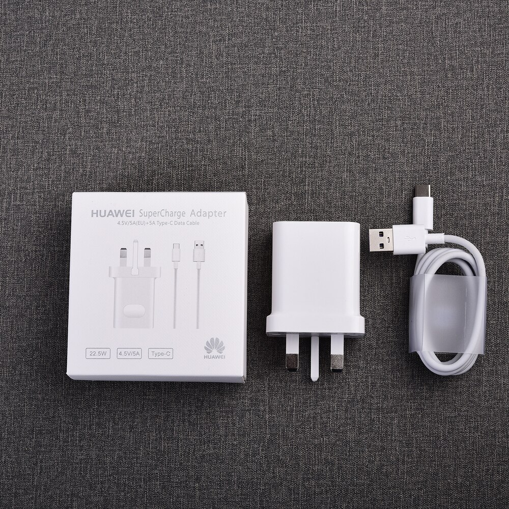 Originele huawei 5v/4.5a supercharger adapter 5a type c usb kabel voor  p9 p10 plus  p20 p30 p40 pro mate 9 10 20 30 pro honor 10: Uk set met doos