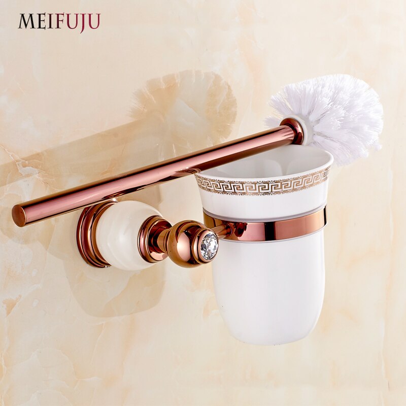 Europäischen stil Marmor Wc-bürstenhalter Rose Gold Überzog Weiße Jade wc-bürste Badezimmer Produkte nützlich für Schlecht