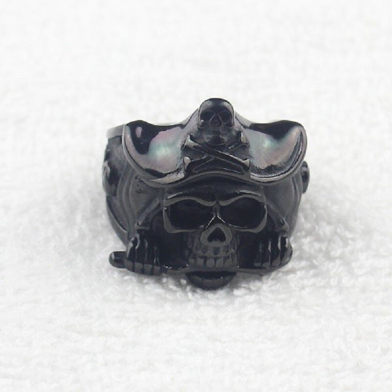 Cool couteau crâne de Pirate noir pour hommes, anneau de motard en acier inoxydable, taille américaine 7-15