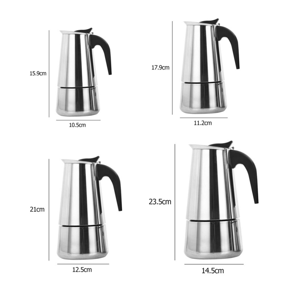 Mocha Coffee Pot Moka Stainless Steel Kettle Italian Espresso Coffee Maker Bottle 100/200/300/450ML Barista Pot