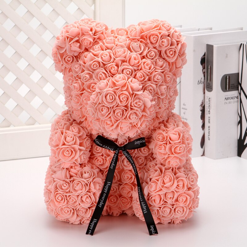 Ourson en roses artificielles bon marché de 40cm, mousse en plastique, ours en peluche Rose, petite amie, de saint-valentin, décoration de fête d'anniversaire: 4