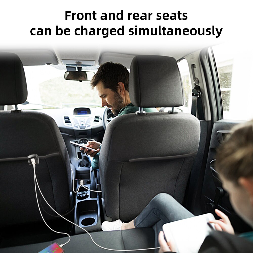 Deelife autolaturi usb pikalataus 3.0 qc 60w 4 portti nopea etu takapenkille takapenkille autojen lataussovitin matkapuhelimelle