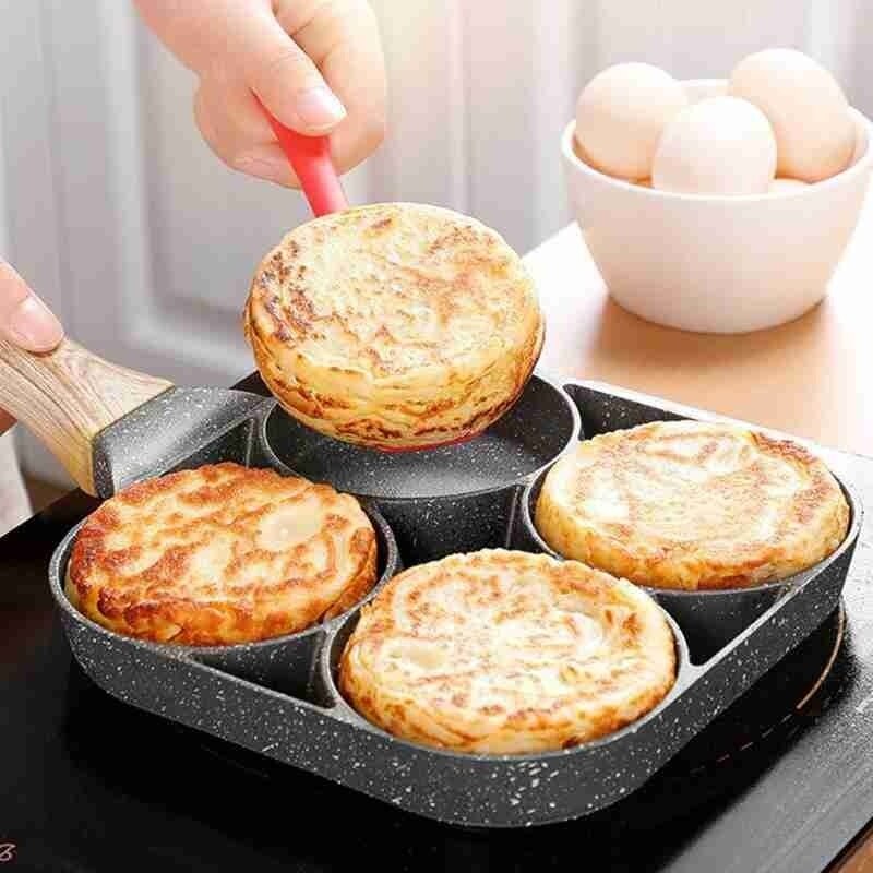 Four-hole Frying Pot Pan Thickened Omelet Pan Non-stick Egg Pancake Steak Pan Cooking Egg Ham Pans Breakfast Maker Cookware