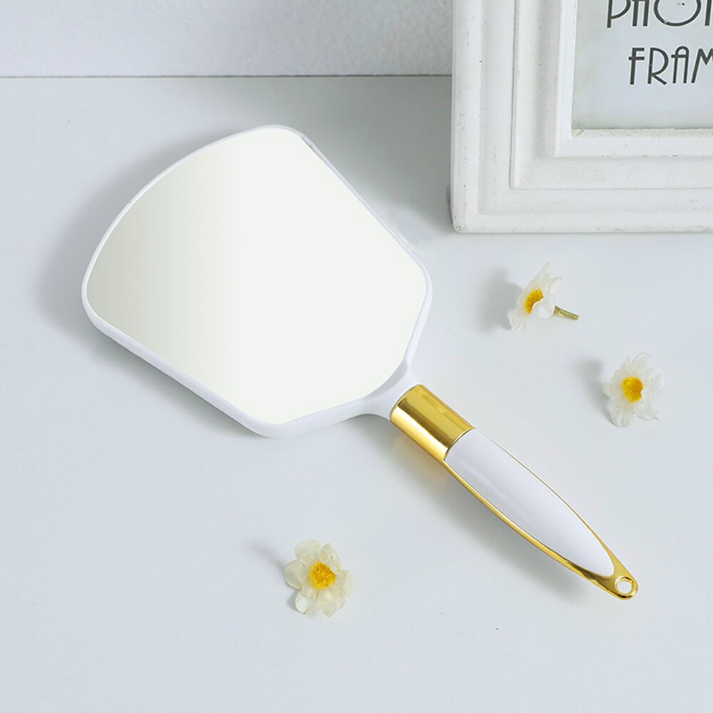 Espejo de mano para maquillaje Vintage para mujer, espejo de mano, tocador de salón de SPA, tocador de maquillaje con mango, espejo compacto para cosméticos: Beige