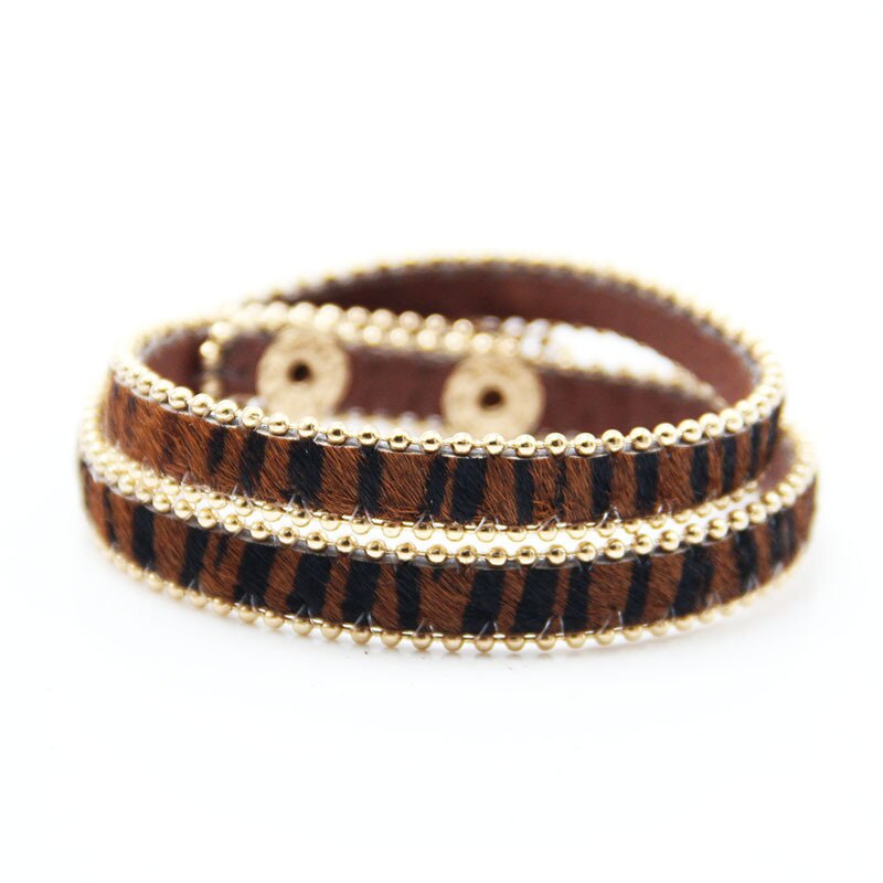 Spring Button Adjust Bracelet Multicolor Leopard Print Fine For Women