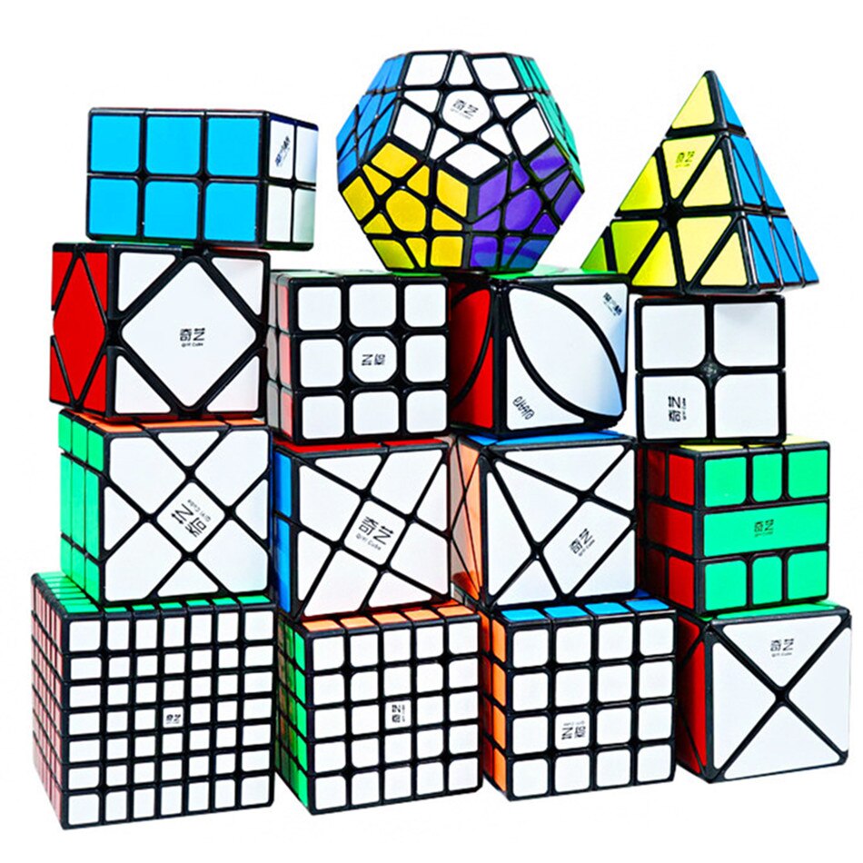 QIYI-Cubo mágico de velocidad 3x3x3 4x4x4 5x5x5, rompecabezas, pegatinas negras, Cubo mágico, Educación, aprendizaje, Cubo mágico, juguetes para niños